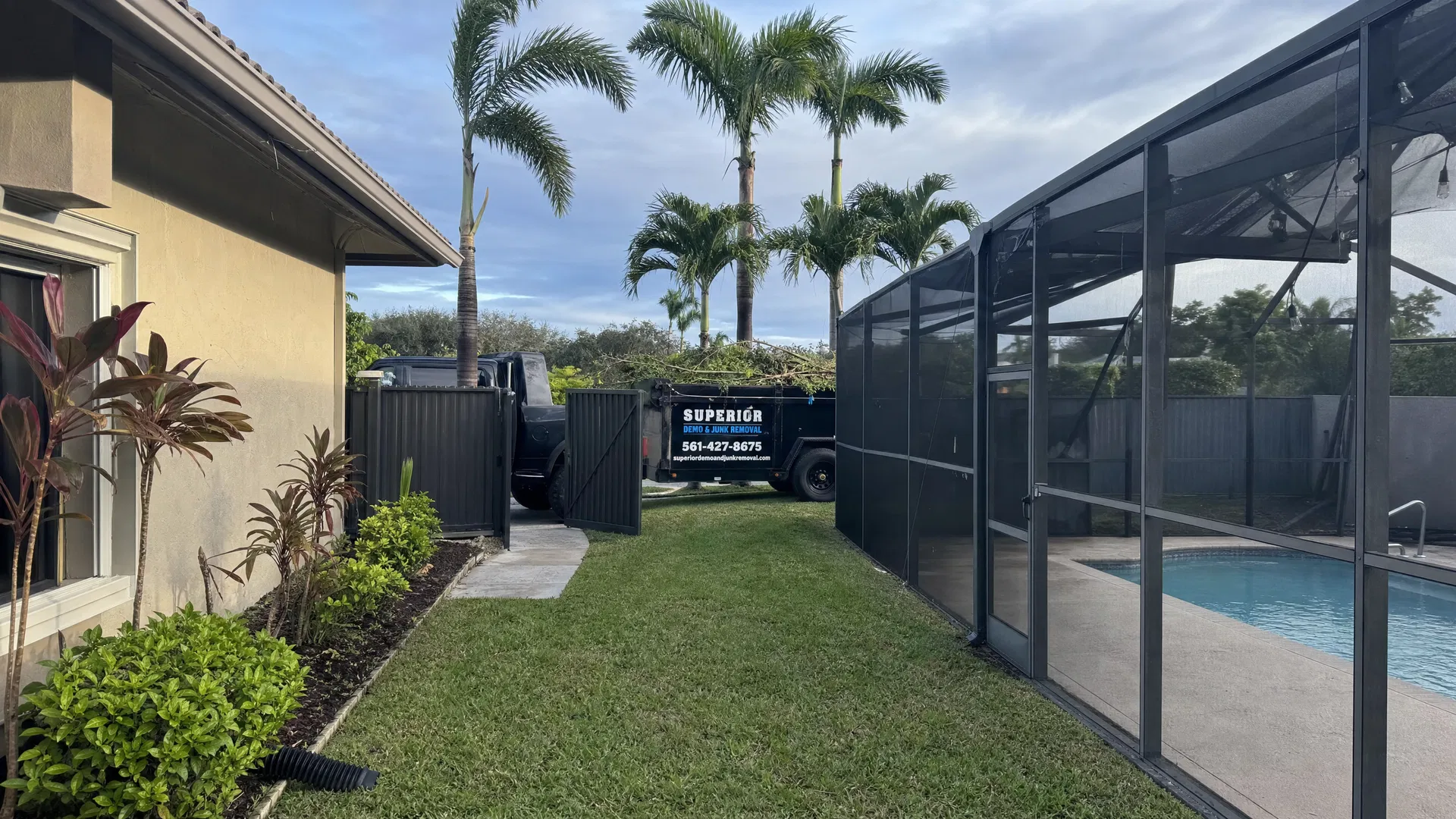 Clean yard after Superior Demo & Debris Removal storm debris cleanup in Coral Springs FL