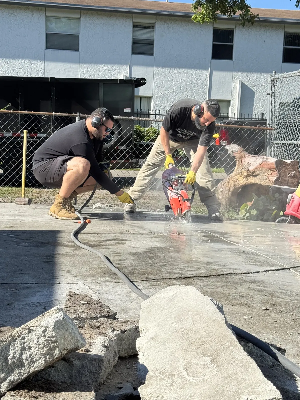 Concrete saw cutting during demolition work in Broward County FL