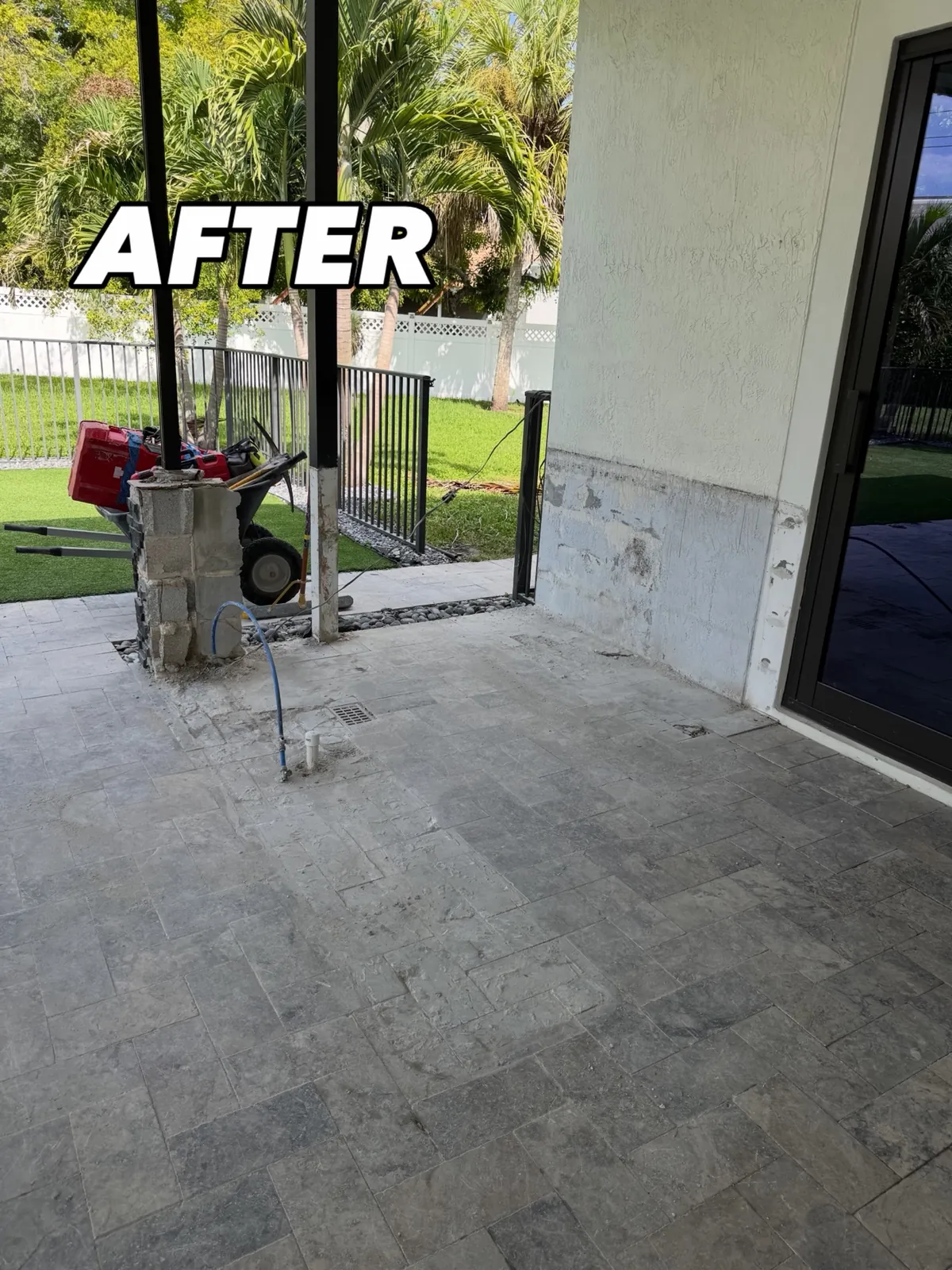 Patio after outdoor kitchen demolition and debris removal by Superior Demo & Debris Removal in Broward County FL